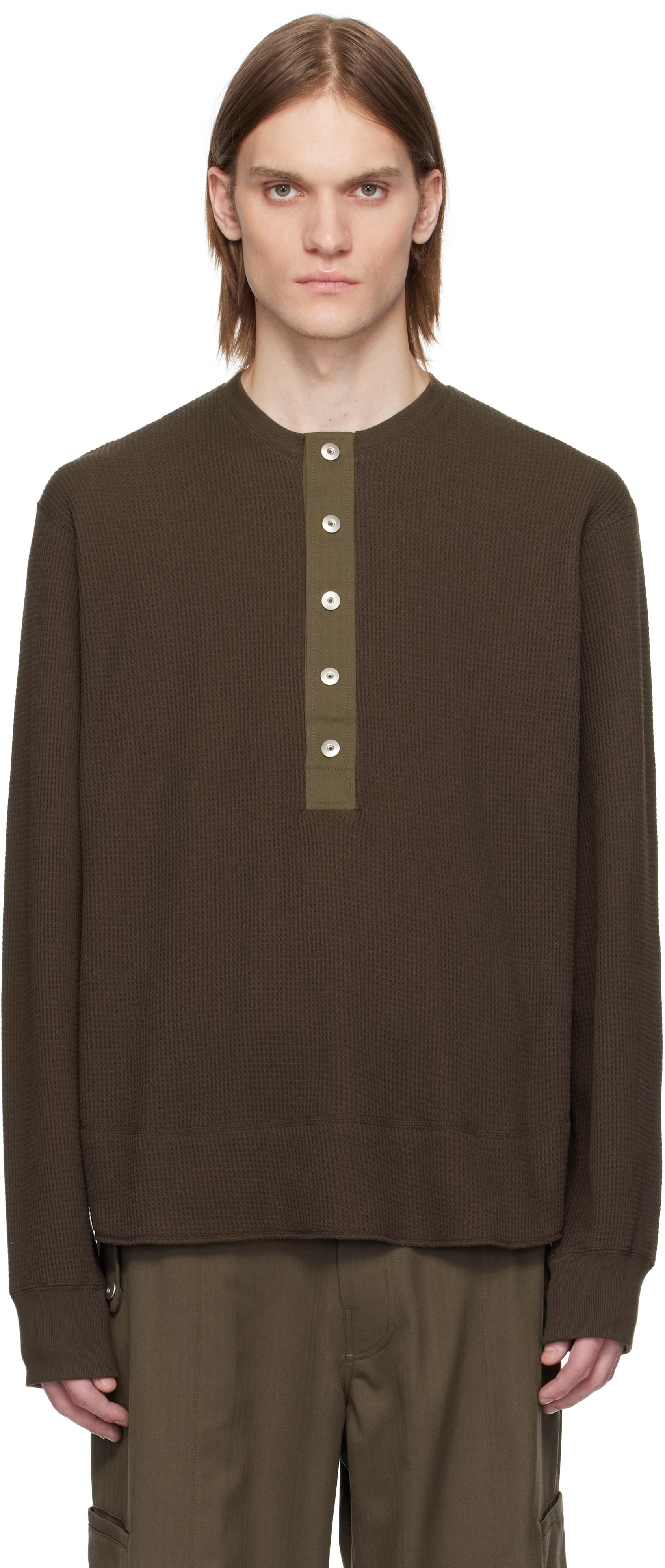 Omar Afridi Henry Neck Henley in Black for Men | Lyst