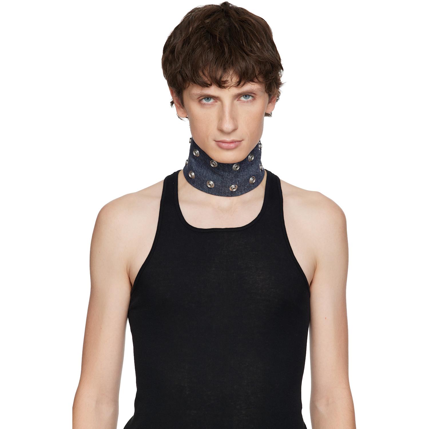 Rick Owens Concordians Strobe Neck Band Choker in Blue for Men