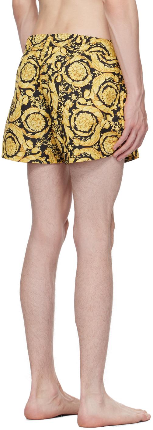 Gold hibiscus print swim shorts outlet