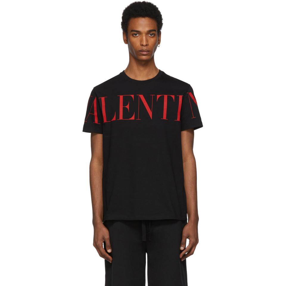 Valentino Cotton Print T-shirt in Black/Red (Black) for Men | Lyst Canada