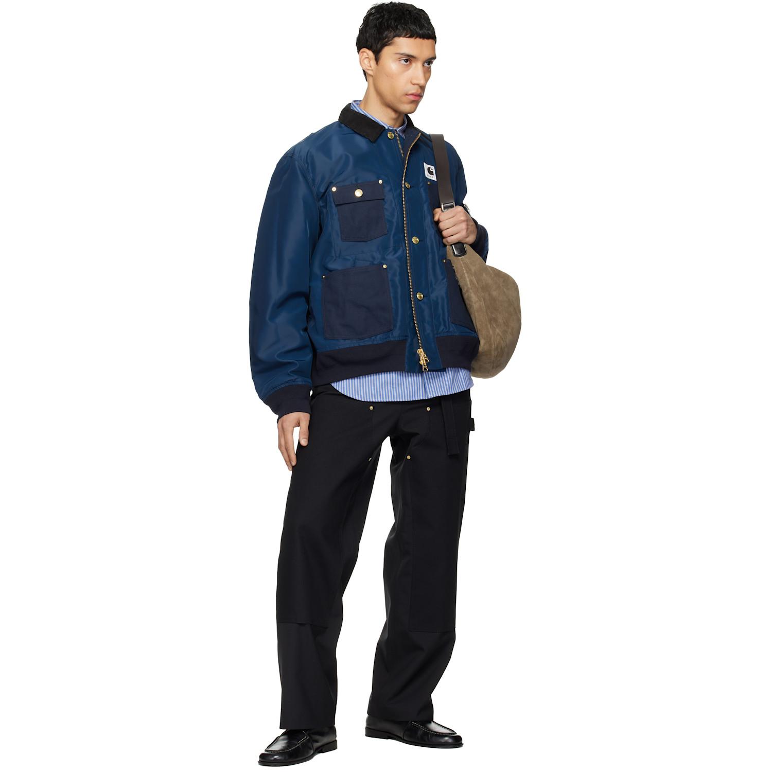 Sacai Carhartt Wip Edition Nylon Twill & Duck Jacket in Blue for