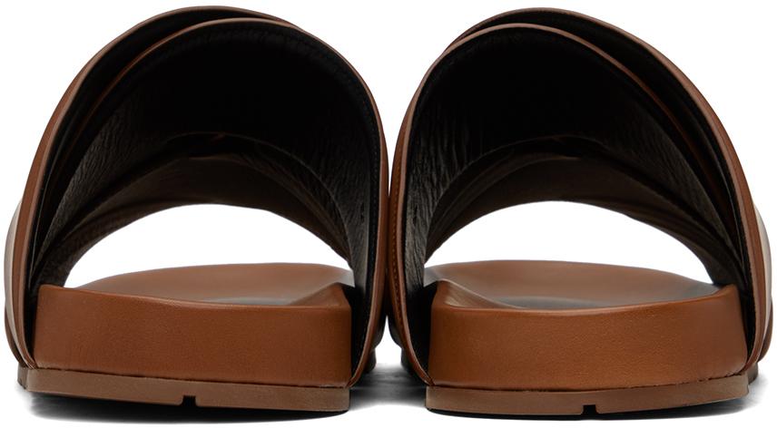 Bottega Veneta メンズ ブラック ブラウン Bridge ミュールサンダル 