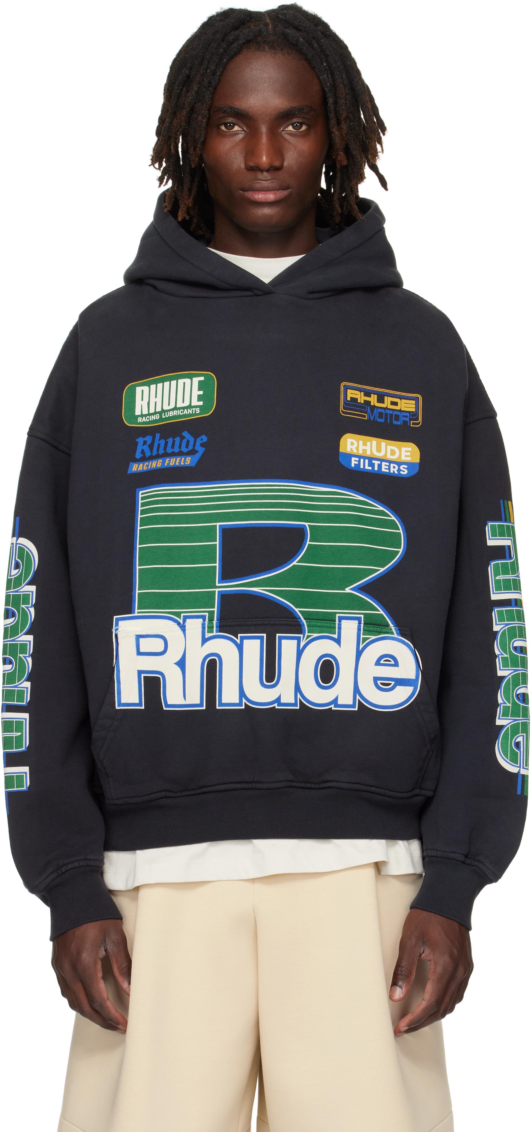 RHUDE Cadre ロゴ プリント コットン パーカー 人気 RHUDE ロゴ プリント コットン パーカー 人気