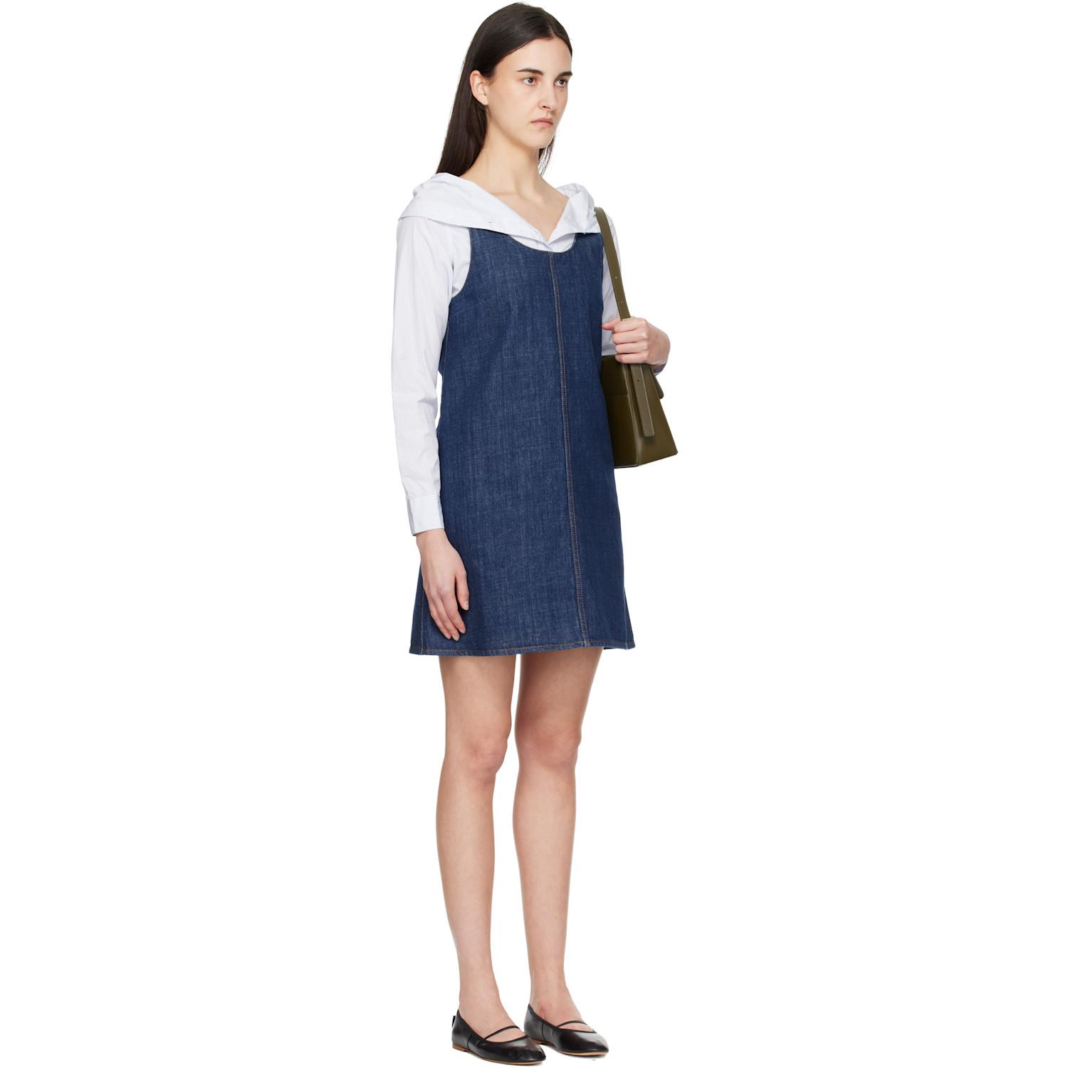 Ami Paris ブルー Cotton Short Strapped デニム ミニワンピース
