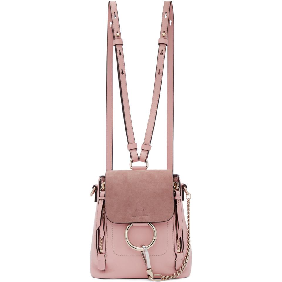 Chloé Leather Pink Mini Faye Backpack - Lyst
