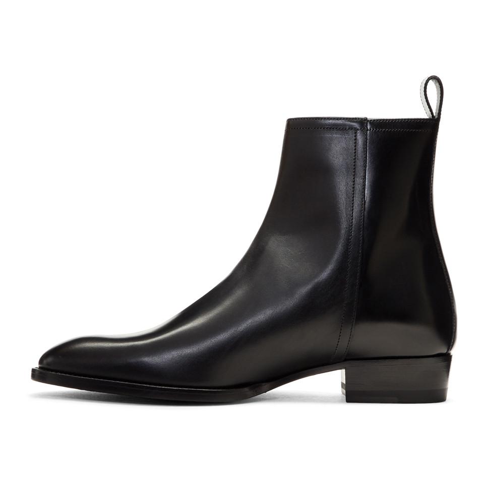 Saint Laurent Black Wyatt Zip Boots for Men | Lyst