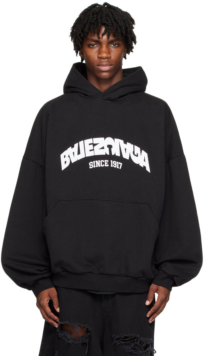 【BALENCIAGA】New Balenciaga Back フーディ New Balenciaga Back Hoodie Medium Fit in Black | Balenciaga US