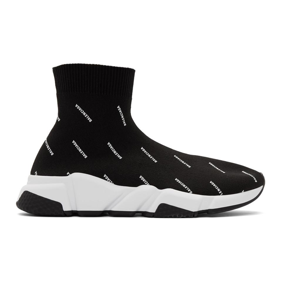 Balenciaga With Logo All Print Sock Sneakers in Black for Men | Lyst