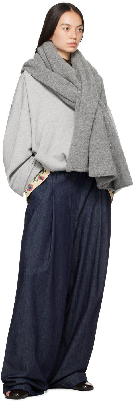 Dries Van Noten レディース グレー ドレープ フーディ アクティブ  