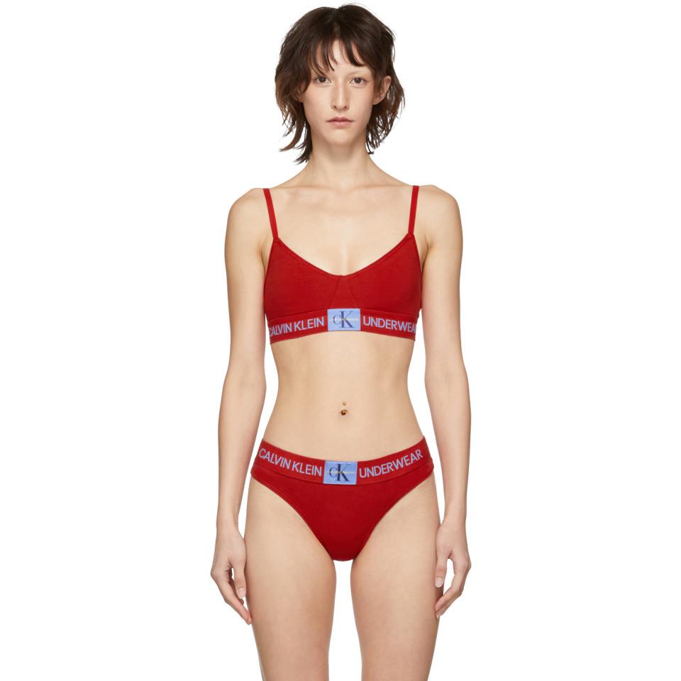 calvin klein red triangle bralette