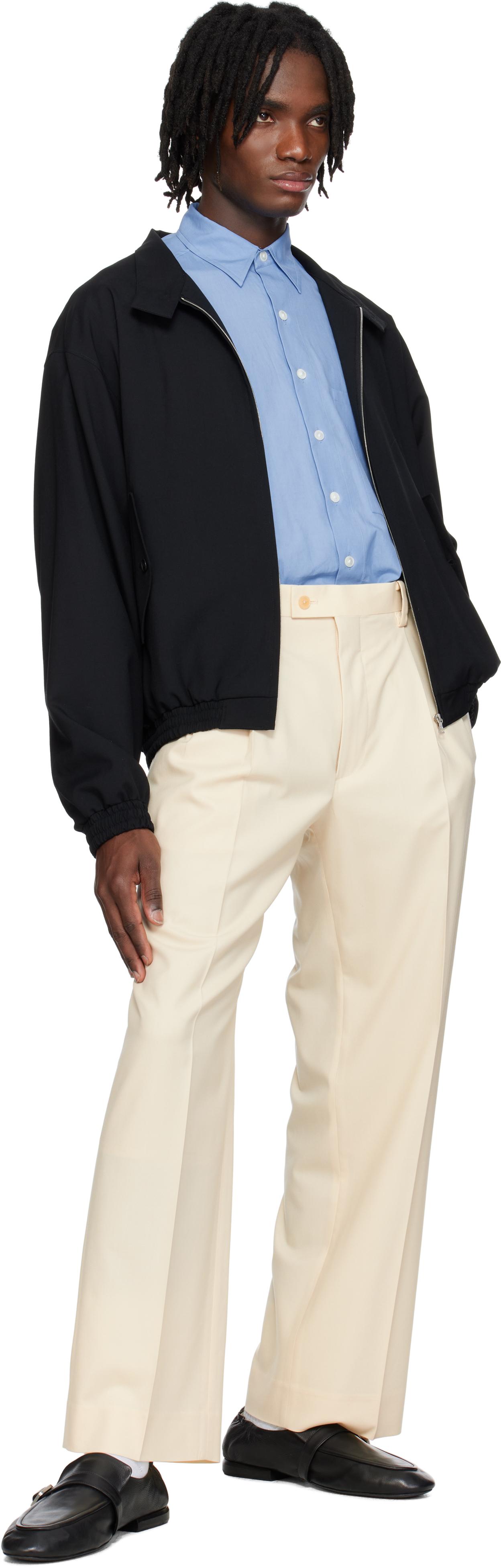 AURALEE Off- Super Fine Tropical Wool Two-Tuck Trousers in