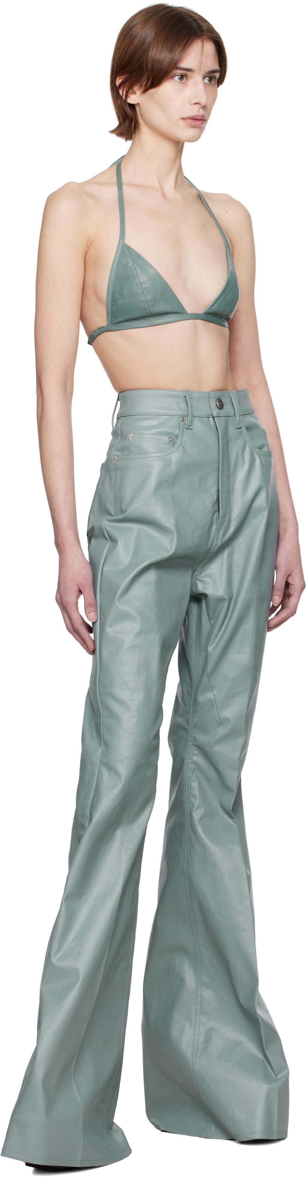 【関税込み】Rick Owens ブルー Hollywood Waxy ラムレザー ブラ Rick Owens: Blue Hollywood Waxy Lamb Leather Bra | SSENSE 日本