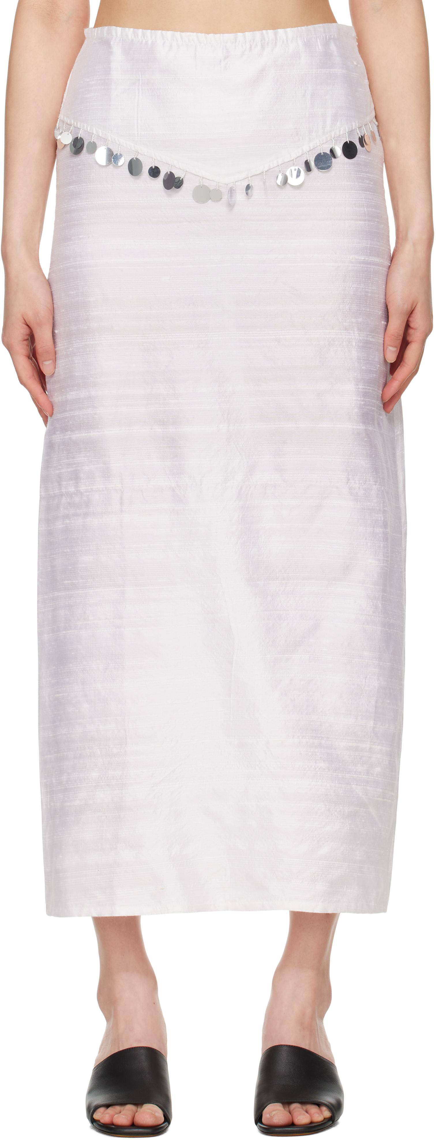 【関税込み】Gimaguas ホワイト Zebara ミディアムスカート White Zebara Midi Skirt by Gimaguas on Sale