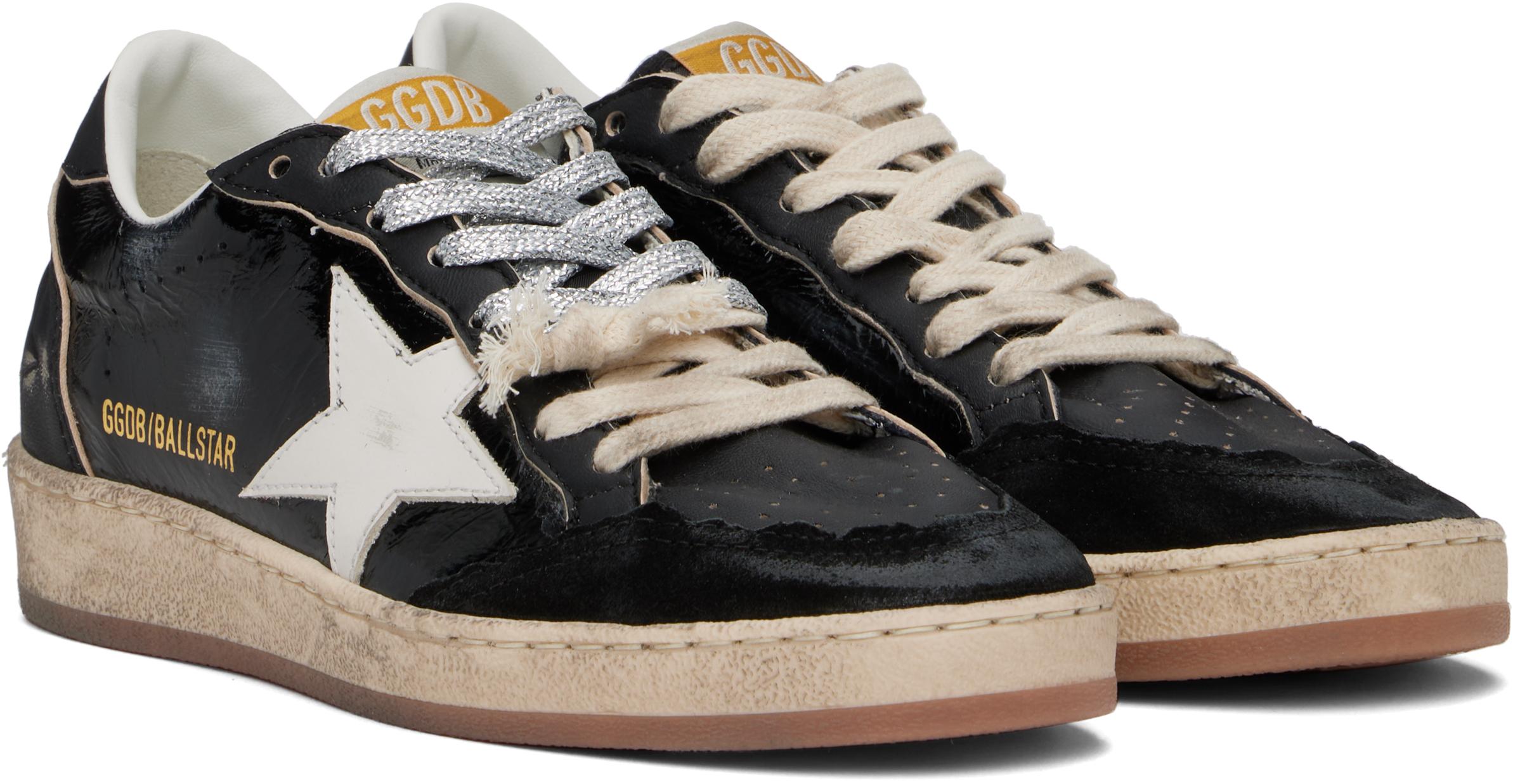 Golden Goose Ball Star Destroyed Toe Sneakers in Black | Lyst