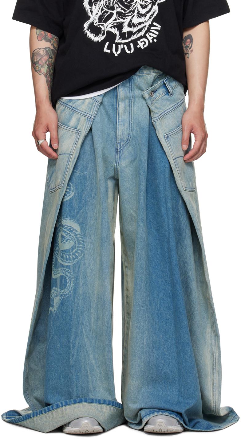 【関税込み】LU'U DAN グレー Wadded ジーンズ LU'U DAN - WADDED CARGO JEANS
