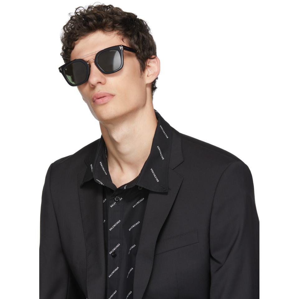 Tom Ford Black And Gold Alex-02 Sunglasses for Men | Lyst