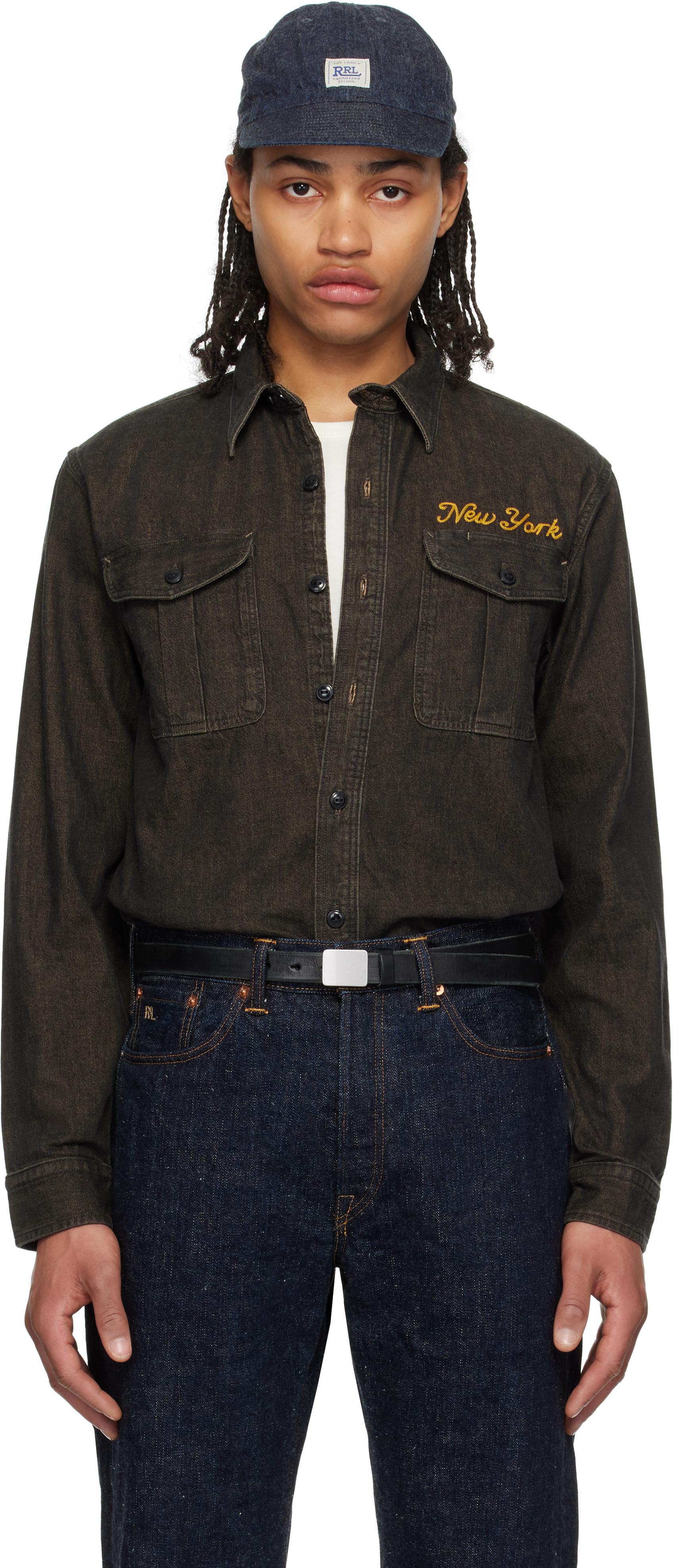 RRL Embroidered Work Denim Shirt in Black for Men | Lyst RRL Embroidered Work Denim Shirt in Black for Men | Lyst