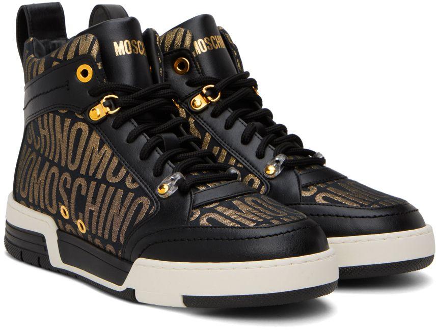 スニーカー MOSCHINO COUTURE Men Sneakers Gold MM15012G1I105 00A Moschino Men's Metallic Leather and Sequin High-Top Sneakers