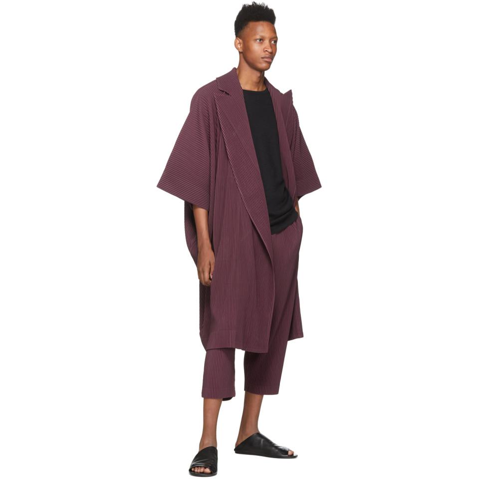 Homme Plissé Issey Miyake Purple Kimono Coat for Men | Lyst