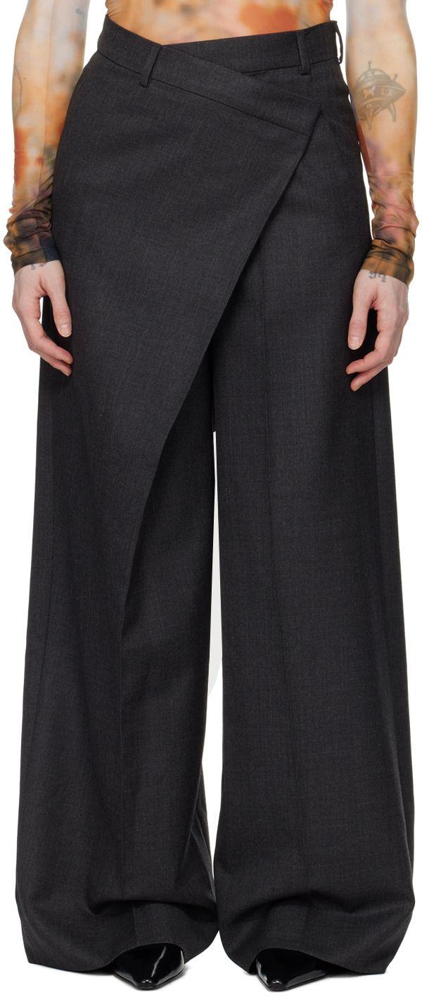 Acne Studios Gray Wrap Trousers in Black | Lyst