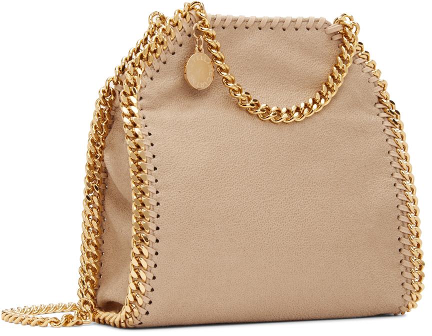 Stella McCartney Beige Shaggy Deer Faux-Leather Falabella Small Tote Bag