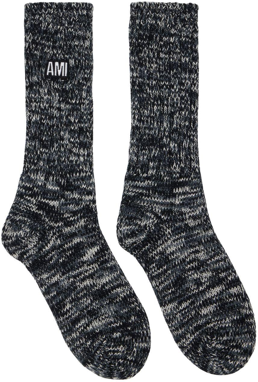 Ami Paris Black Marled Socks for Men Lyst
