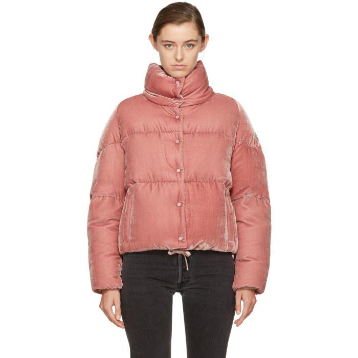 Moncler Pink Velvet Down Cercis Jacket | Lyst