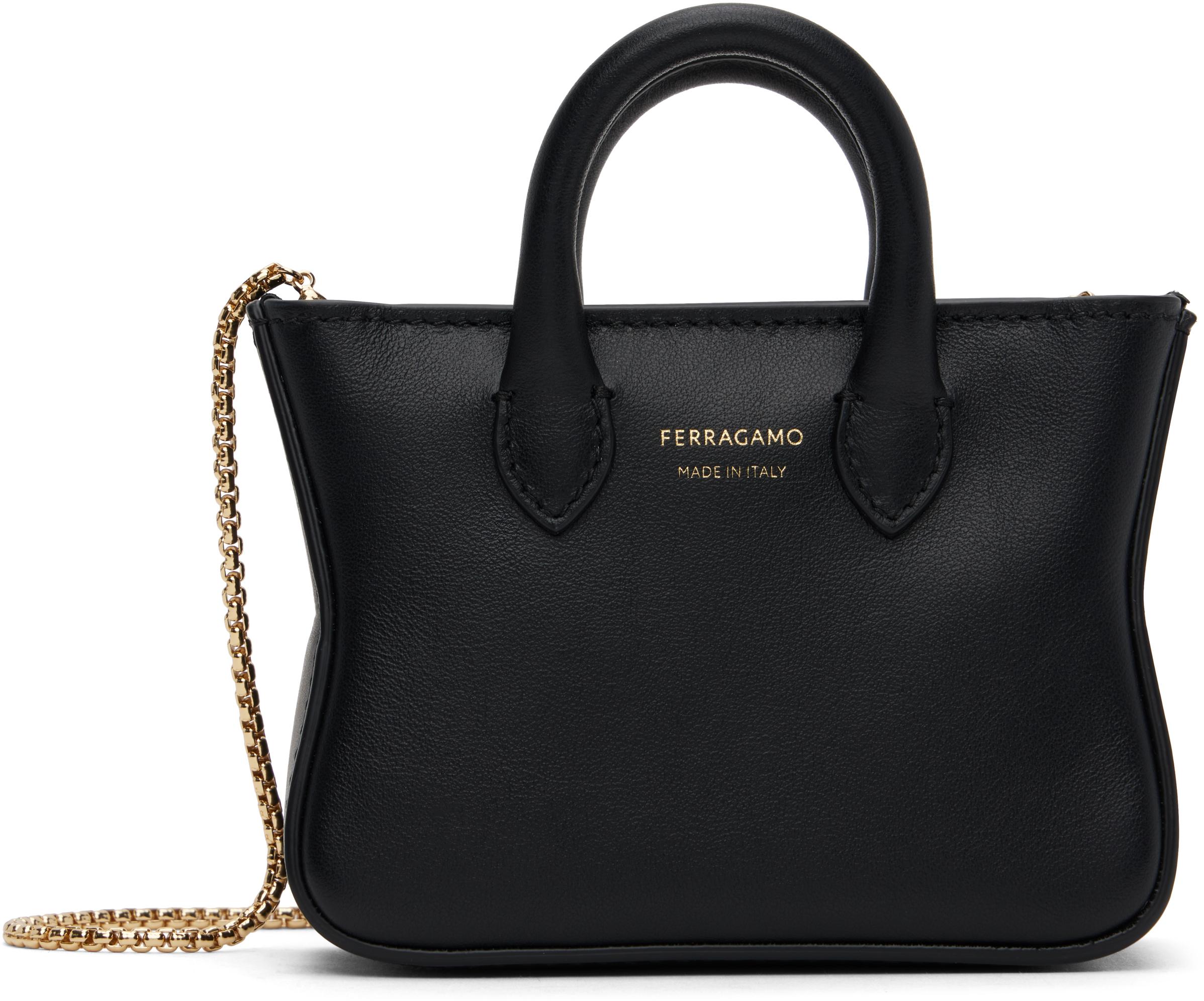 Ferragamo レディース ブラック ミニ トートバッグ チャーム コイン 