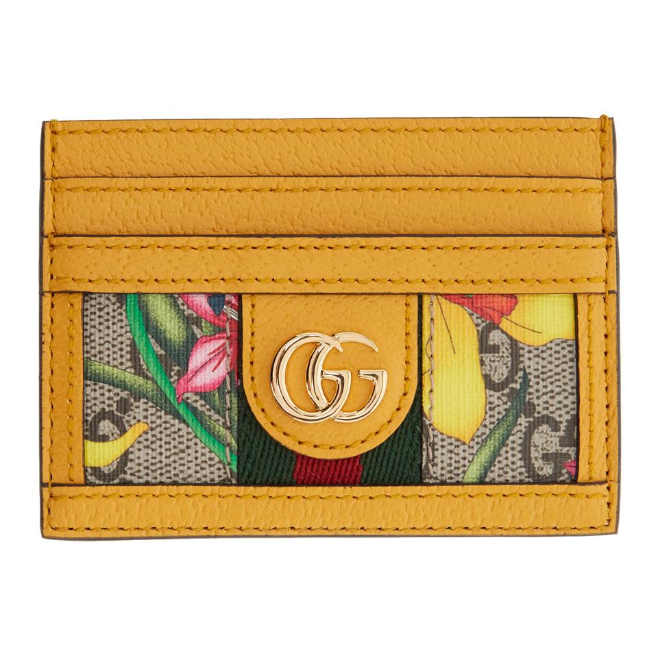 Gucci Ophidia GG Leather Card Holder in - Lyst