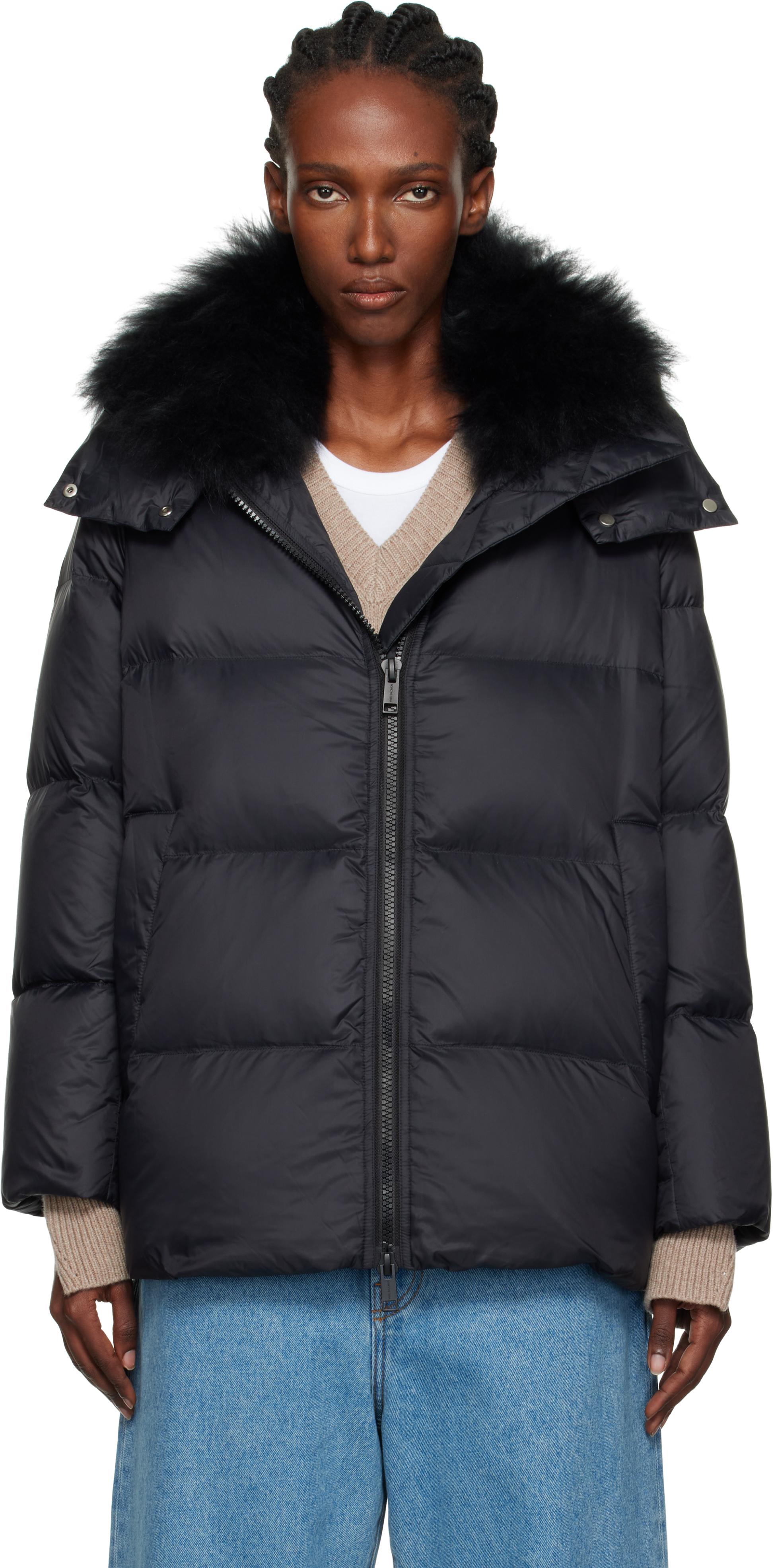 YVES SALOMON パープル ファーショートコート