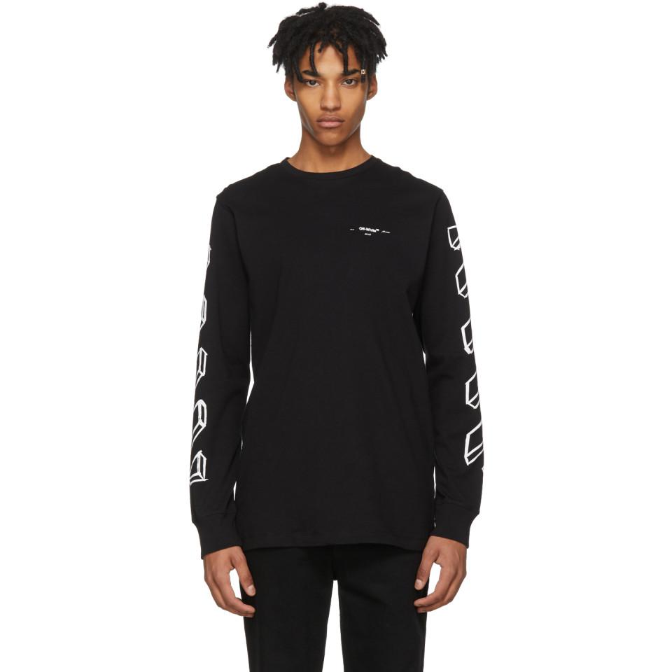 Off-White c/o Virgil Abloh Black And White Long Sleeve Diagonal Marker  Arrows T-shirt for Men | Lyst Australia