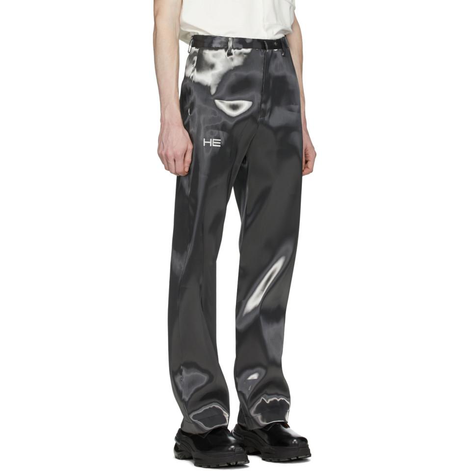 HELIOT EMIL Grey Liquid Metal Trousers in Gray for Men