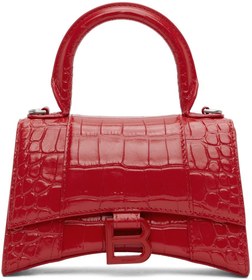 Balenciaga Red Croc Xs Hourglass Bag | Lyst