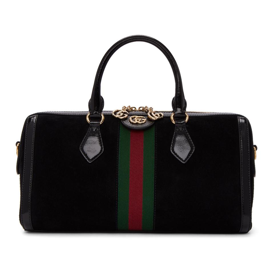 Gucci Suede Black Ophidia Bowling Bag - Lyst