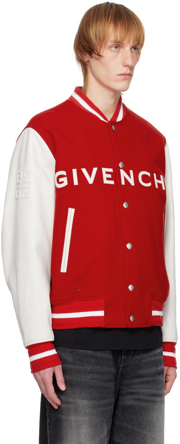Givenchy Red & White Varsity Bomber Jacket for Men | Lyst