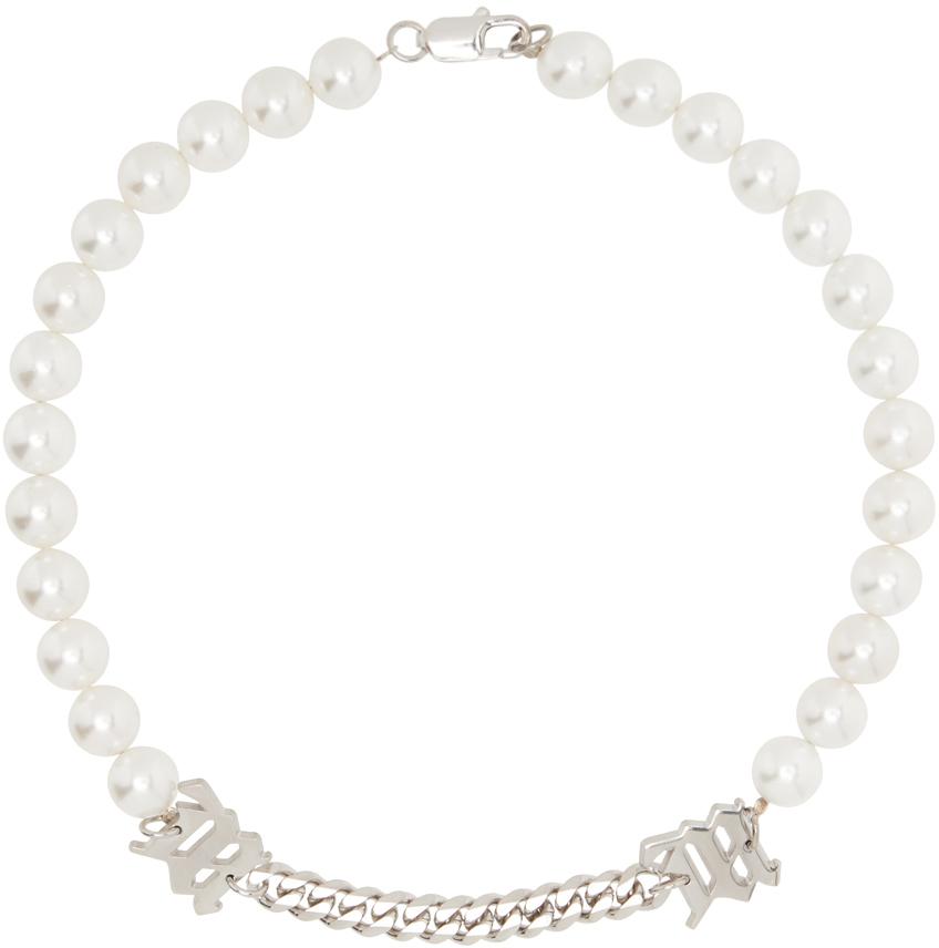 MISBHV Pearl Curb Link Choker in White Lyst