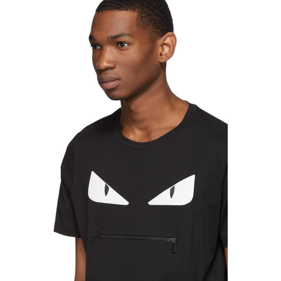 Fendi Black Bag Bugs Zip Mouth T-shirt for Men | Lyst