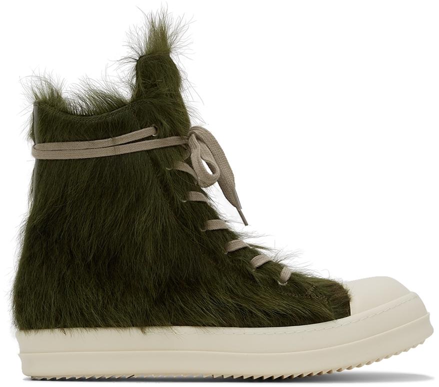 Rick Owens Pony Hair Sneakers in Green for Men Lyst