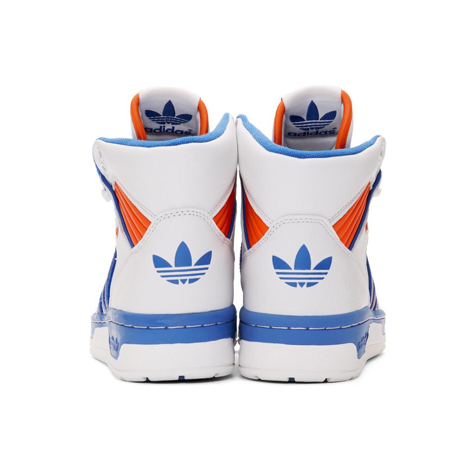 adidas Originals White And Blue Rivalry High-top Sneakers for Men | Lyst