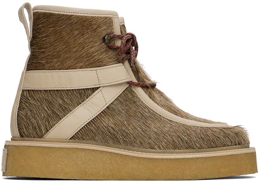 KENZO Pony Leather Moc Toe Lace Up Boots in Brown for Men Lyst UK