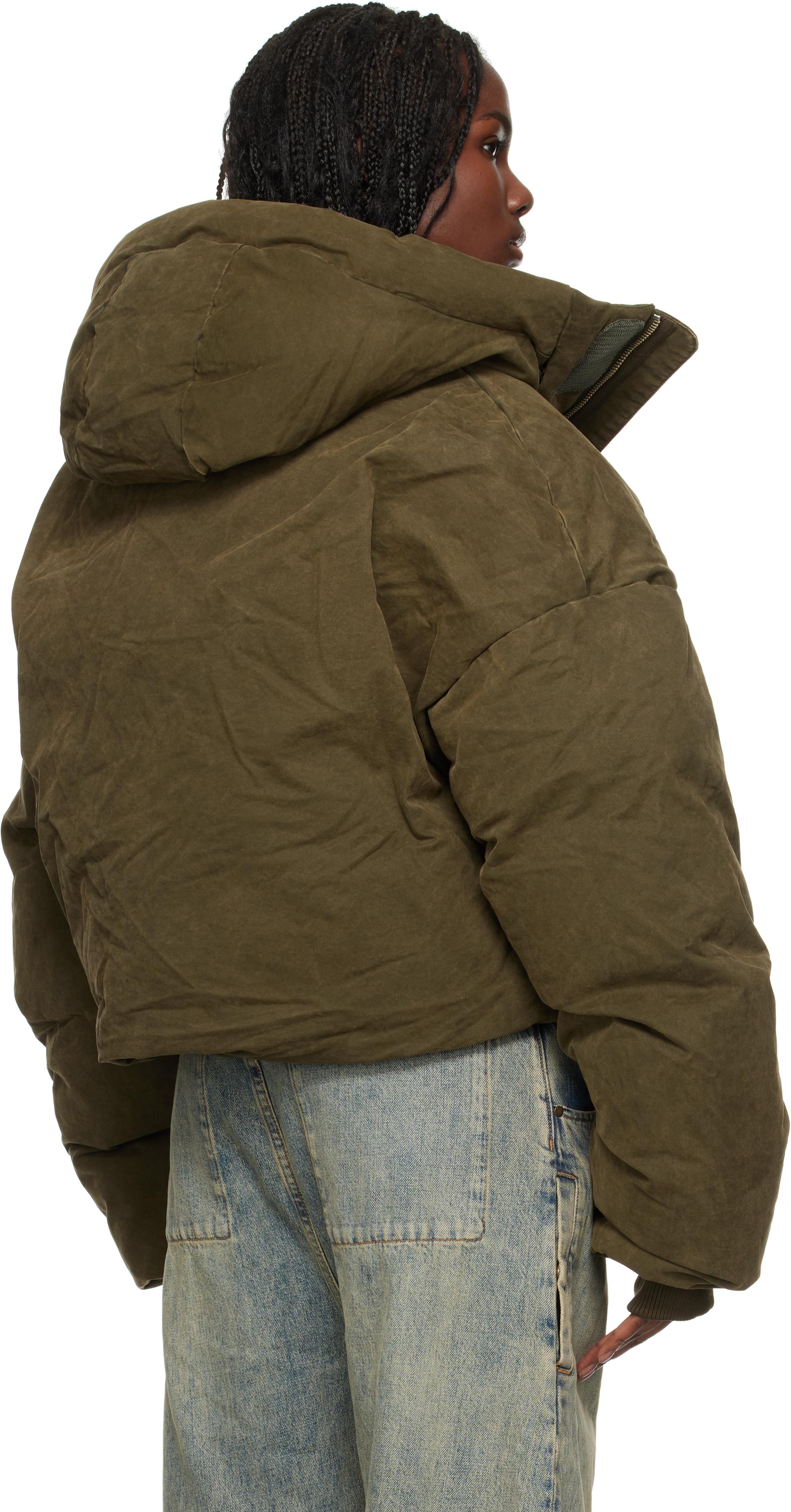 Entire studios Khaki Mml Hooded Puffer Down Jacket in Brown | Lyst UK