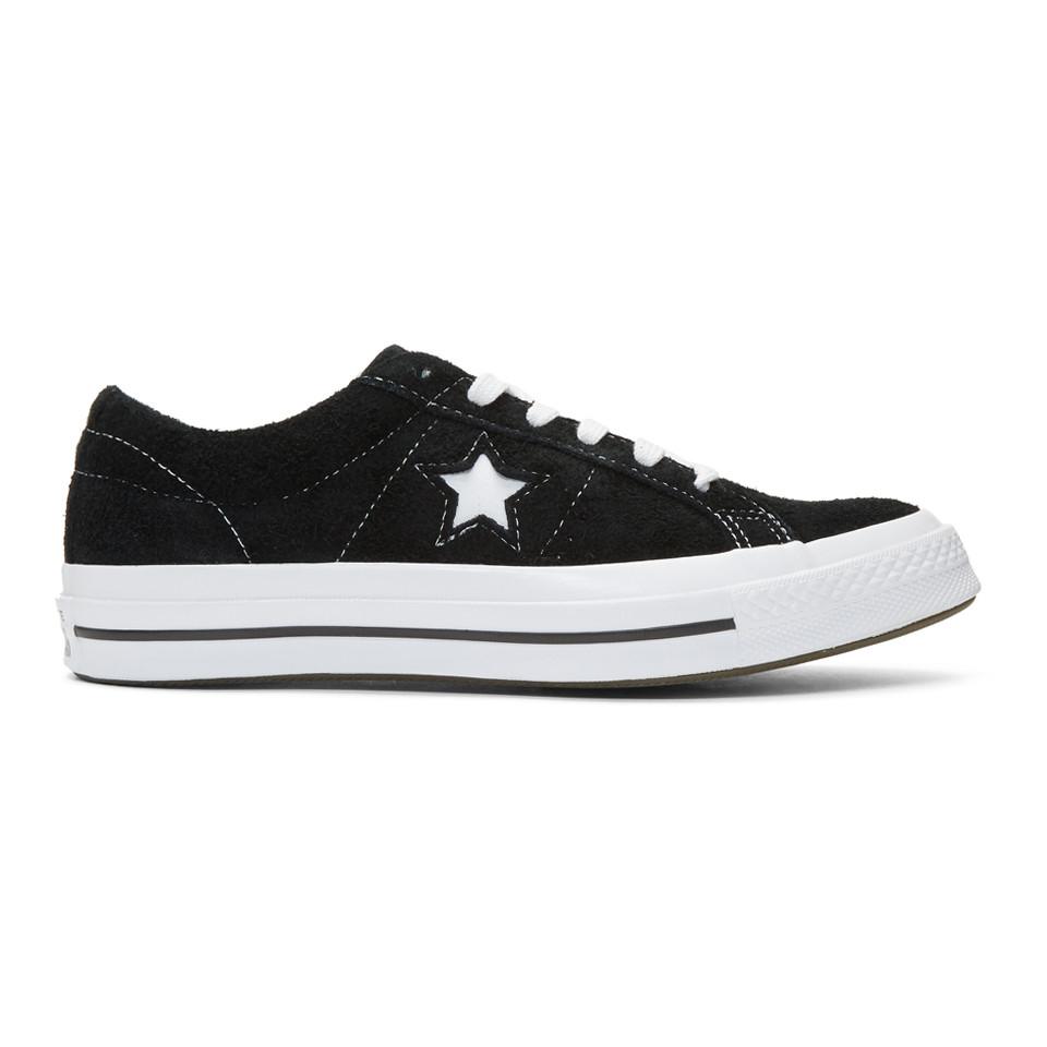 converse one star black suede trainers