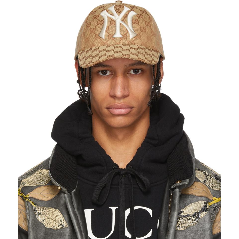 Gucci Canvas Brown Ny Yankees Edition GG Supreme Patch Cap for Men - Lyst