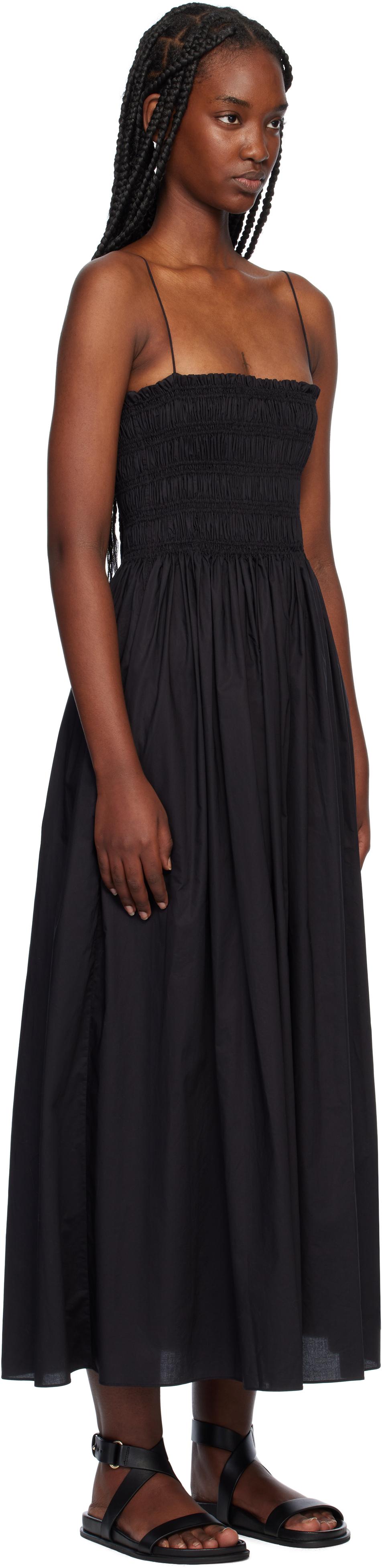 Matteau レディース ブラック Shirred Bodice ミディアムワンピース 