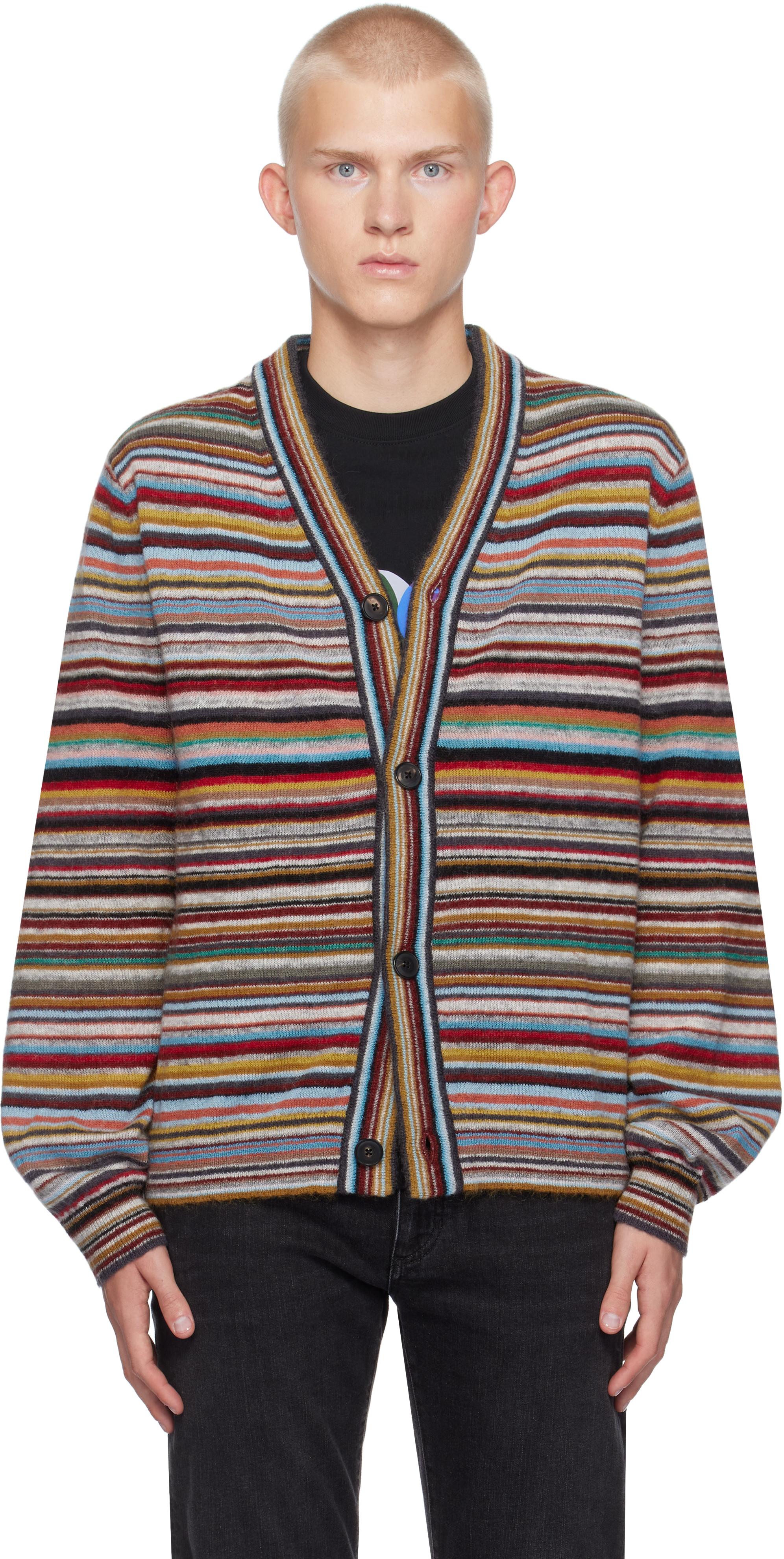 Paul Smith メンズ ブラック マルチカラー シグネチャー ストライプ 