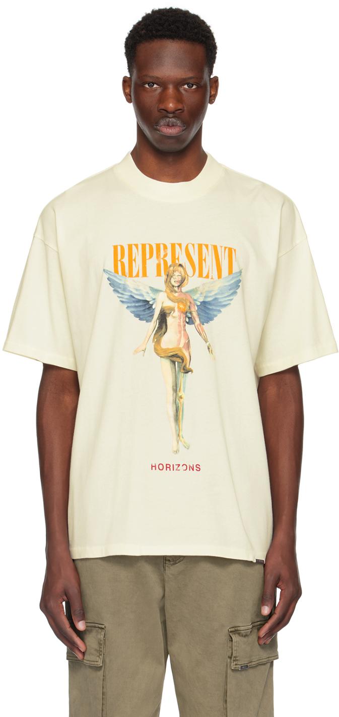 Represent メンズ ナチュラル ホワイト Reborn Tシャツ Tシャツ