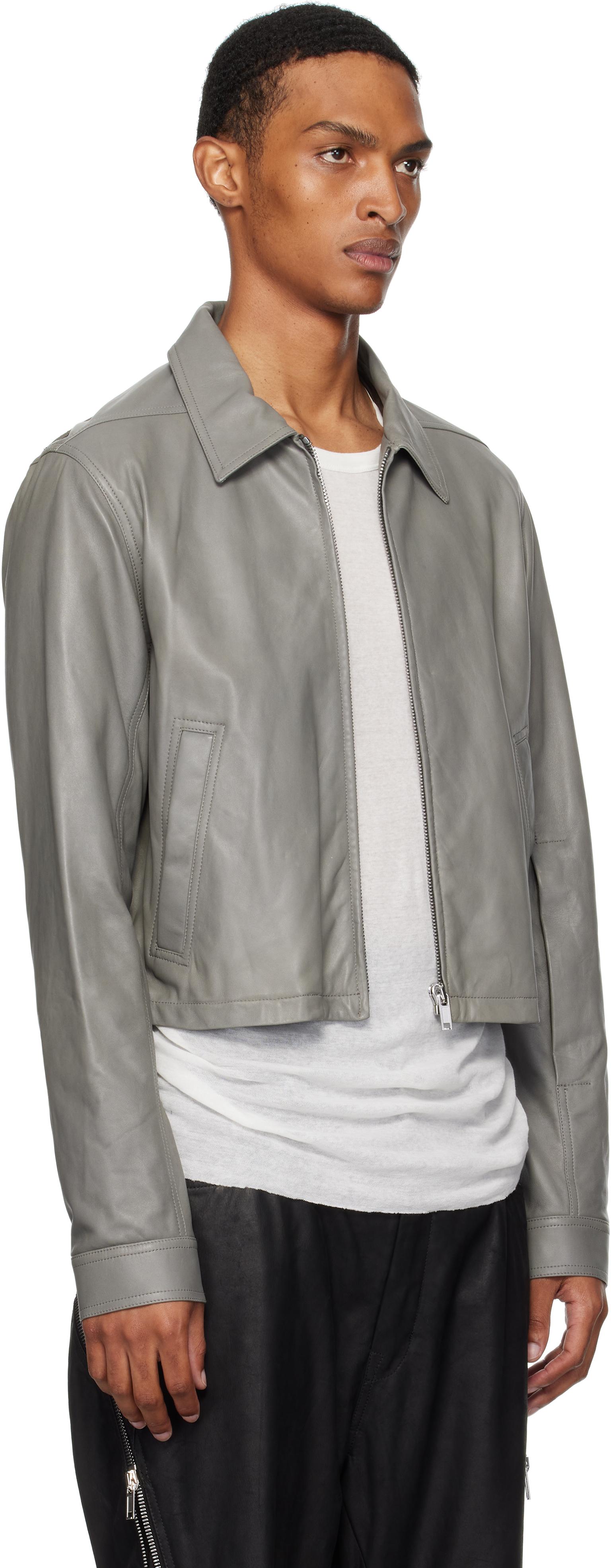 Rick Owens Concordians Alice Brad Leather Jacket in Gray for Men