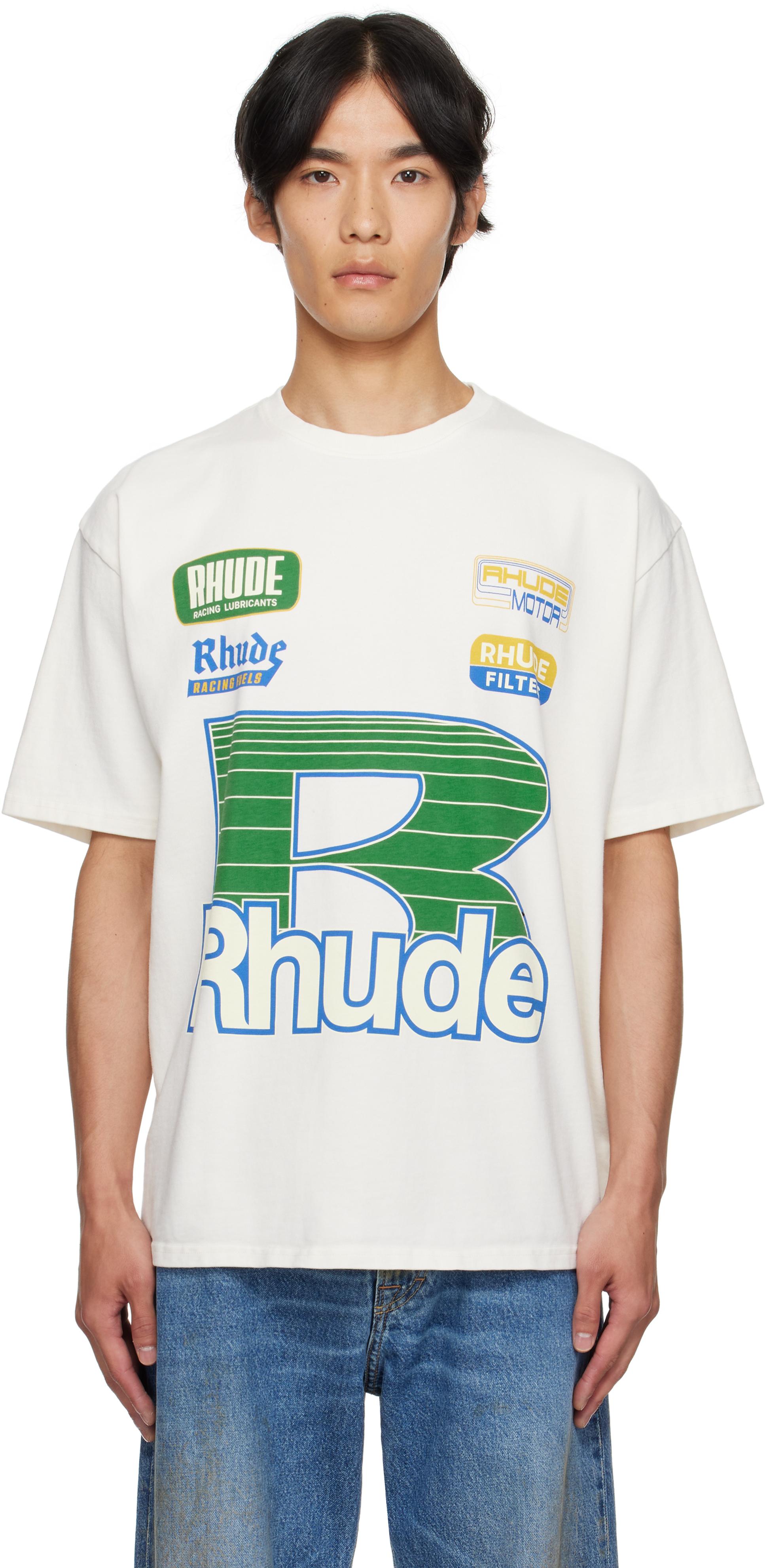 RHUDE★クレスト ロゴ グラフィック Tシャツ RHUDE Racing Crest Logo-Print Cotton-Jersey T-Shirt for Men