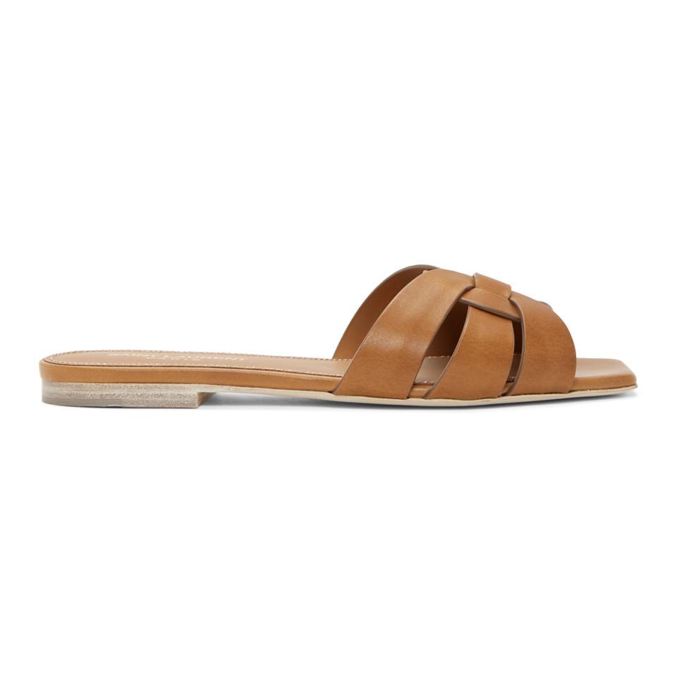 saint laurent tan sandals