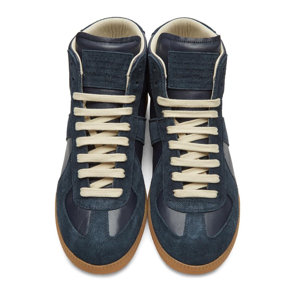 Maison Margiela Navy Replica Mid top Sneakers in Blue for Men Lyst